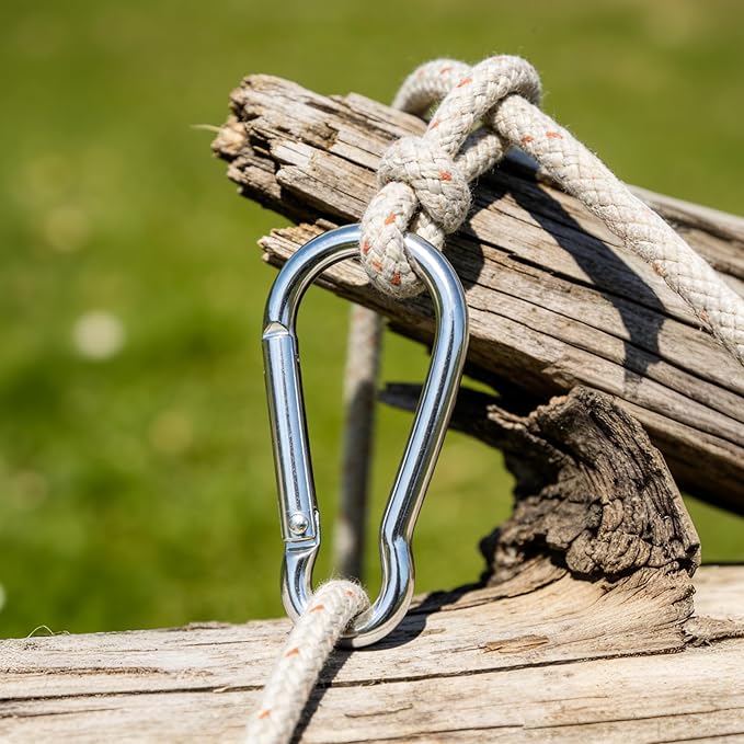 39pcs 1.9Inch Carabiner Caribeener Clips D Shape Aluminum Carabeaner Buckle Spring Snap Key Chain Clip Hook for Camping Hiking Fishing Traveling, Silver