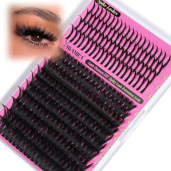 Yawamica 100D Volume Lash Clusters 12-20mm with Spike Individual Lashes 15-21mm DIY Manga Lashes Clusters Wispy Eyelash Clusters D Curly Cluster Eyelash Extensions Fairy Cluster Eyelashes 280pcs