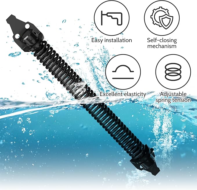 14" Gate Spring Self Closing Heavy Duty Outdoor Door Spring Automatic Gate Closer, Adjustable for Wooden and Vinyl Fence, Black,4 Pack