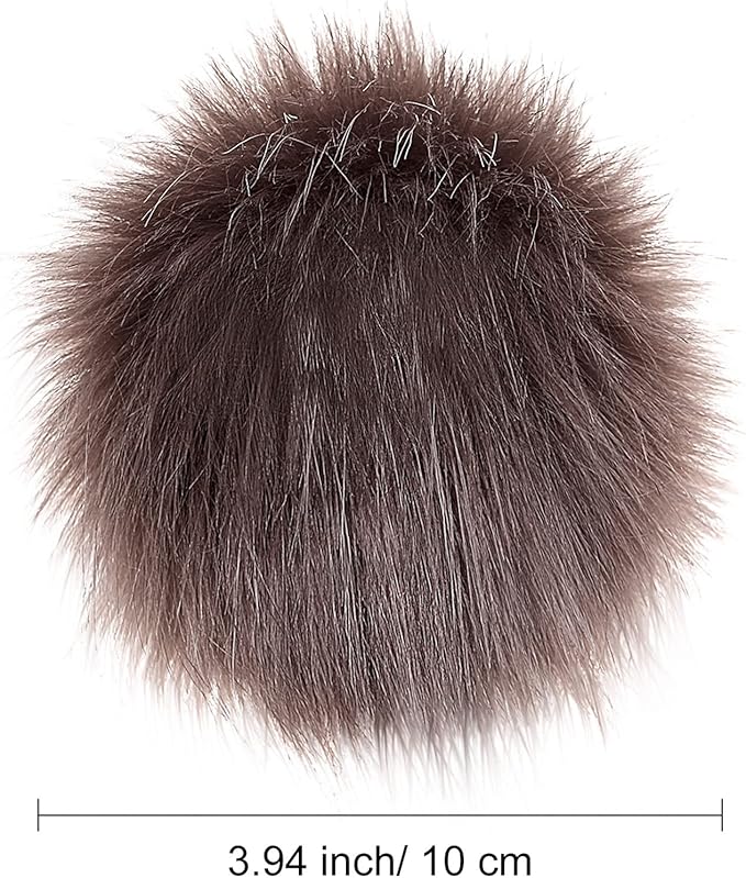 Tatuo 16 Pcs Faux Fur Pom Poms for Hat 4 Inches Large Fluffy Pom Balls for Crafts Knitting Beanies Shoes Scarves Bag Pompoms Keychain Charms Winter DIY Accessories (Black,Gray,Brown,White,Natural)