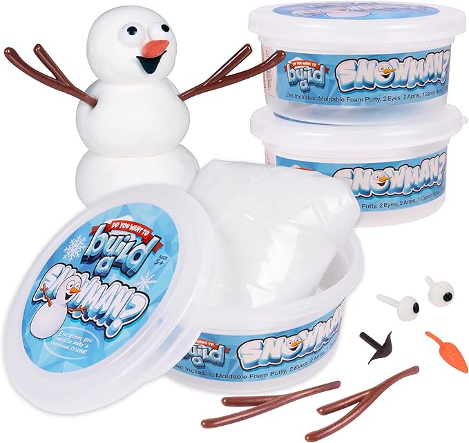 Kangaroo 3 Pack Build a Snowman Kit Snowballs Toys for Kids Stocking Stuffers - Snow Play Winter Toys Christmas Crafts DIY - Snow Man Kit Outdoor Modeling Clay Craft - Xmas Stocking Stuffers for Kids