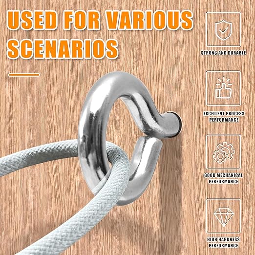 10PCS 2.5 inches Screw Eyes M6 304 Stainless Steel Eye Screws, Heavy Duty Screw, Eye Hooks Screw Eye Bolts Eye Hooks Screw, Indoor & Outdoor Uses (10, M6-2.5inch)