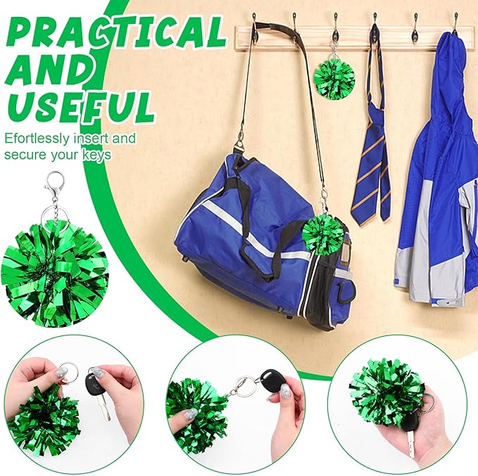 24 Pcs Cheer Pom Pom Keychain Cheerleader Gift Cheering Keyring Camp Team Gift