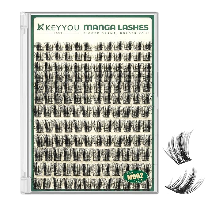 KEYYOU LASH Manga Lash Clusters 8-18mm Fairy Eyelash Clusters Natural DIY Lash Extension Wispy with Soft Thin Band(MG02)