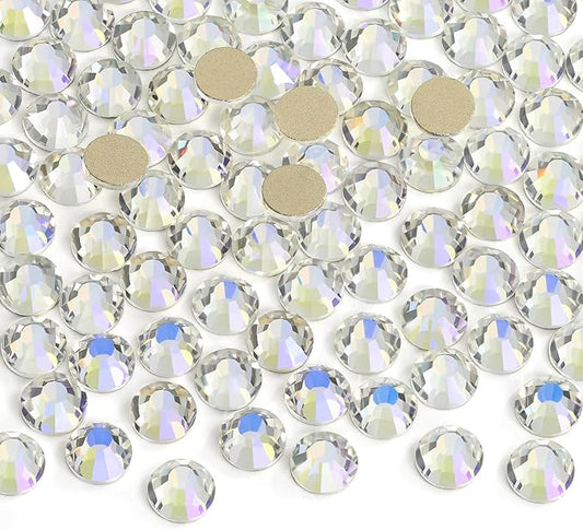 1440pcs Flatback Rhinestones Glue Fix Crystal Glass Diamantes Gems for Crafting Nail Art Crafts Decorations Clothes Shoes 4.8mm (ss20, Moonlight)
