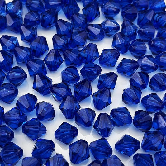 400pcs 8mm Acrylic Bicone Beads Faceted Acrylic Crystal Spacer Beads for Bracelet Necklace Earring Keychain Jewelry Making Crafts(Sapphire Blue)