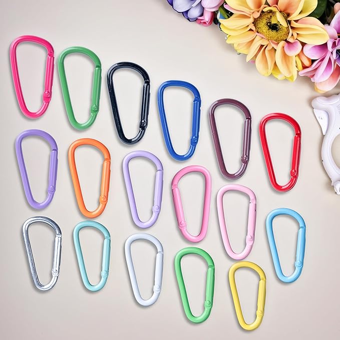 Colorful D Spring Carabiners Keychain Clip,D Spring Clip Aluminum Hook Accessories Snap Link Key Chain Ring Hook