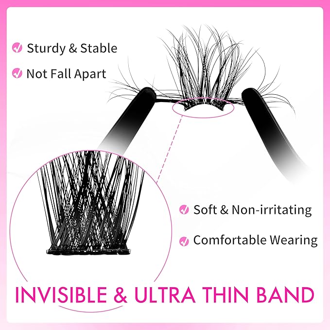 VEYESBEAUTY Lash Clusters Fluffy Individual Lash Extensions Xtreme 3D Layered Volume Eyelashes Thin & Invisible Band Wispy Faux Mink Lash Silk Bloom 3D Series Mixed Length 10-18mm