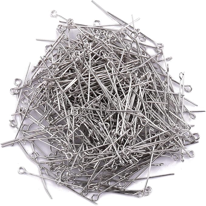 Open Eye Pins Platinum Head Pins for DIY Jewelry Making 30mm 300pcs