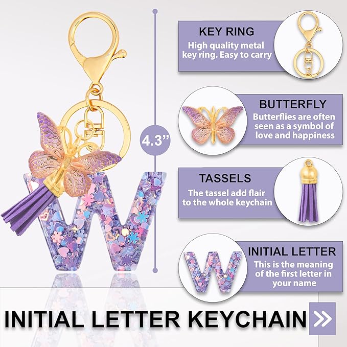 Alphabet Initial Letter Keychain Cute Heart Resin - Letter Keychain for Backpack Charms - Initial Keychains for Women