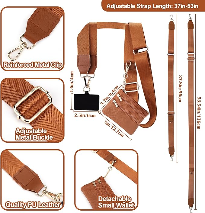XANGNIER Clip and Go Strap for Phone with Wallet Crossbody, Phone Strap with Zippered Wallet, Adjustable Anti Theft Cellphone Lanyard for Women, Cellphone Chain Accessories,Multicolor 13
