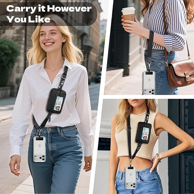 TiMOVO Clip and Go Phone Strap Crossbody with Detachable Wallet, RFID Blocking, Adjustable Anti-Theft Phone Lanyard