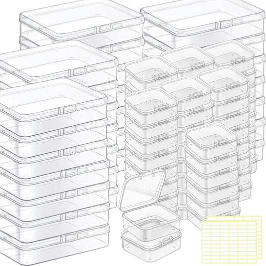 Bead Storage Box,84pcs Transparent Plastic Storage Containers Different Sizes, Crayon Box, Small Item Management Box And Labels,DIY Jewelry Craft Nails, Bracelets, Jewelry, Diamonds, Pens,4.9x2.56x1