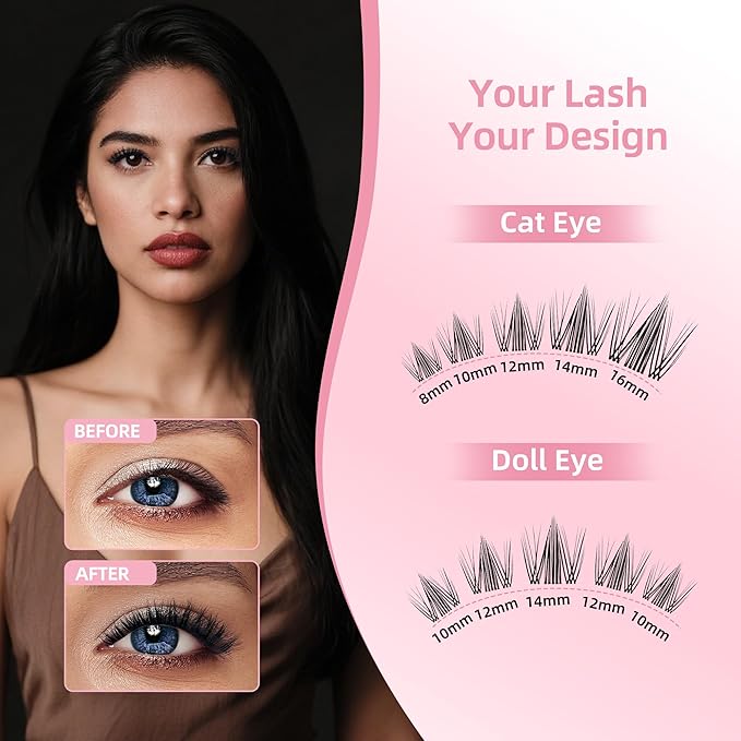 Spiky Fairy Lash Clusters with 0.05mm Thin Band, C Curl Manga Wet-Look Lashes, Most-Used Sizes for Daily Wear,Travel Compact Pack,Budget-Friendly for Beginner&Trial Seeker,FayJoo BOLD FLICKER 11 Lite