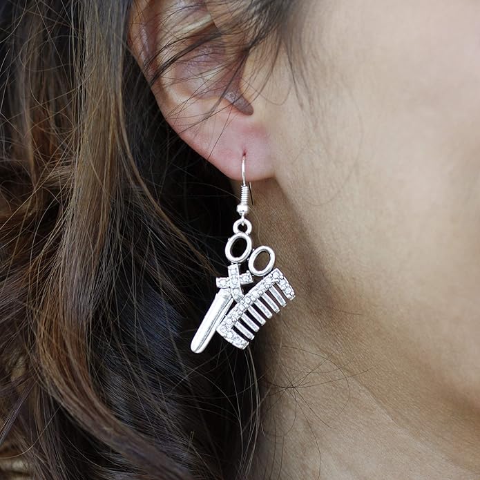 Inspired Silver - Silver Customized Charm French Hook Drop Earrings with Cubic Zirconia Jewelry
