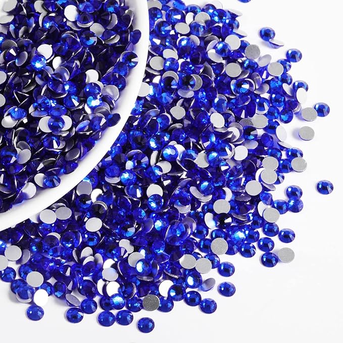 Beadsland Flatback Rhinestones Bulk,14400pcs Royal Blue Rhinestones for Nails Crafts Clothes DIY Decoration, Sapphire, SS20, 4.6-4.8mm