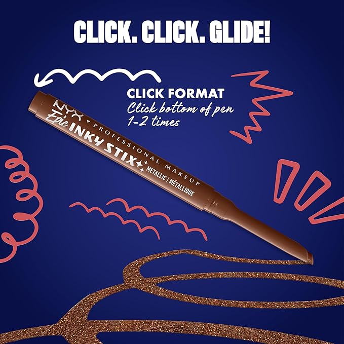 NYX PROFESSIONAL MAKEUP Epic Inky Stix Eyeliner, Mechanical Cream Gel Eyeliner, Waterproof Formula With Up To 24HR Wear - 03 Kinetic Copper (Metallic Rich Brown)