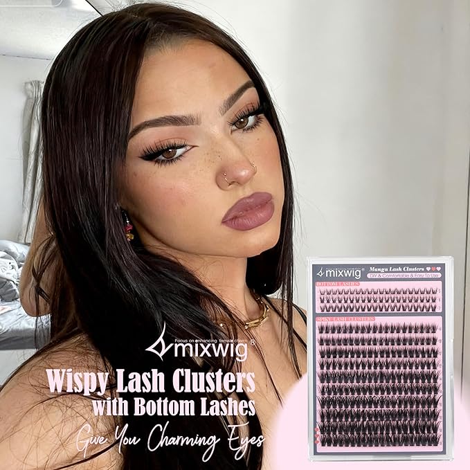 Spikes Lash Clusters Wispy Eyelash Clusters with Bottom Lashes Spiky Volume Cluster Eyelash Extensions Thick Cluster Lashes D Curly 5-18MM 60D DIY Individual Lashes by Lvmixwig
