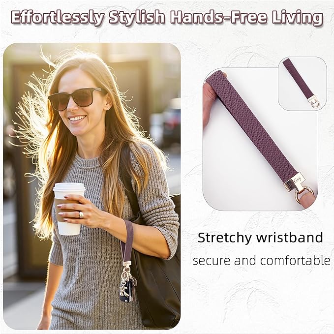 Stretchy Wristlet Initial Keychain, Key Chains Women Cute with Keyring, Llaveros para Mujer, Car Key Accessories