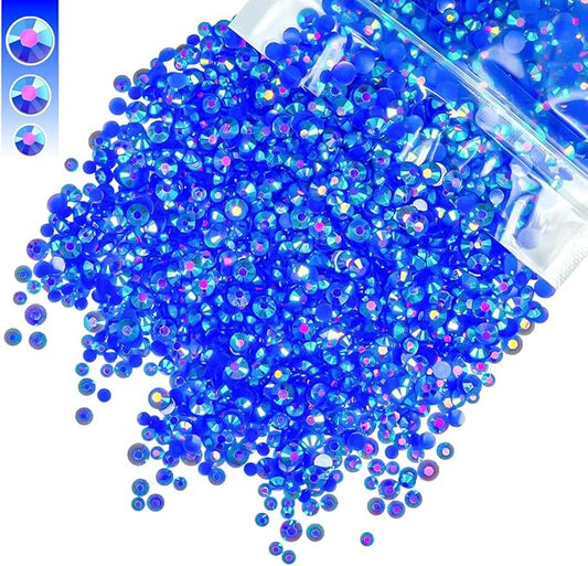 3mm 4mm 5mm Mix Teal Blue AB Resin Rhinestones for Crafting Turquoise Blue Flatback Jelly Stones Bulk SS10 SS16 SS20 Diamonds Gems for Nails Face Eyes Makeup Tumblers DIY Crafts Clothes Shoes