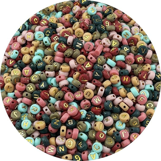 1000pcs Round Letter Beads 4x7mm Acrylic Alphabet Beads Spacer Beads for Jewelry Making Bracelets Necklace Earring Key Chains DIY Craft(U-Gold Letter Chocolate Bead)