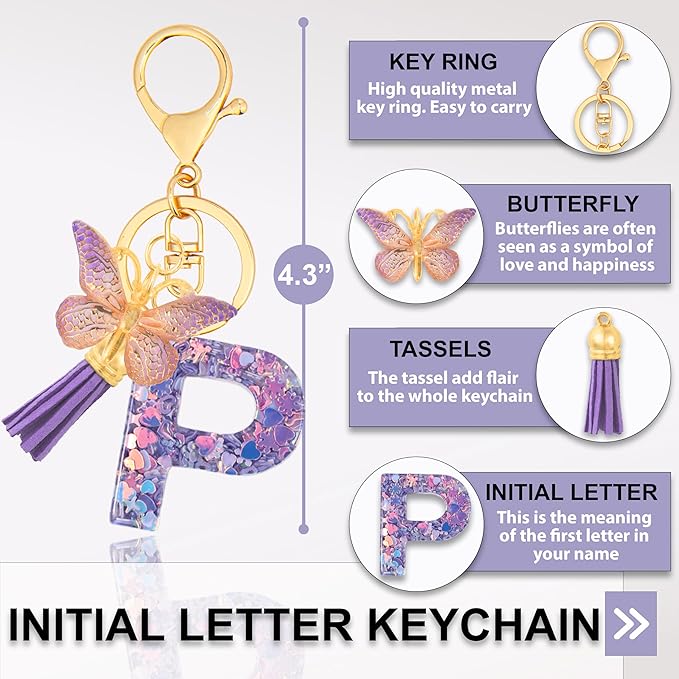 Alphabet Initial Letter Keychain Cute Heart Resin - Letter Keychain for Backpack Charms - Initial Keychains for Women