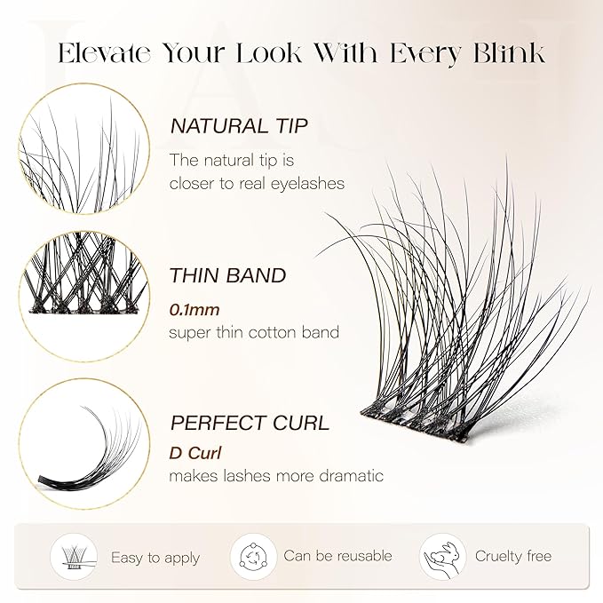BEFER Lash Clusters, 144 Pcs 3D Curl Eyelash Clusters Volume Individual Lashes Extensions 10-16MM Wispy Eyelash DIY At Home(Free, ZE05)