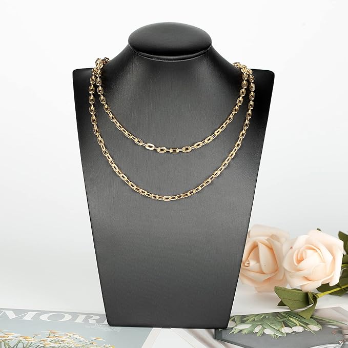 32.8 Feet Gold Plated Chain Bulk, Aluminum Paperclip Necklace Bracelet Chain for Women Men Jewelry Making Chain Roll with Jump Rings and Lobster Clasps