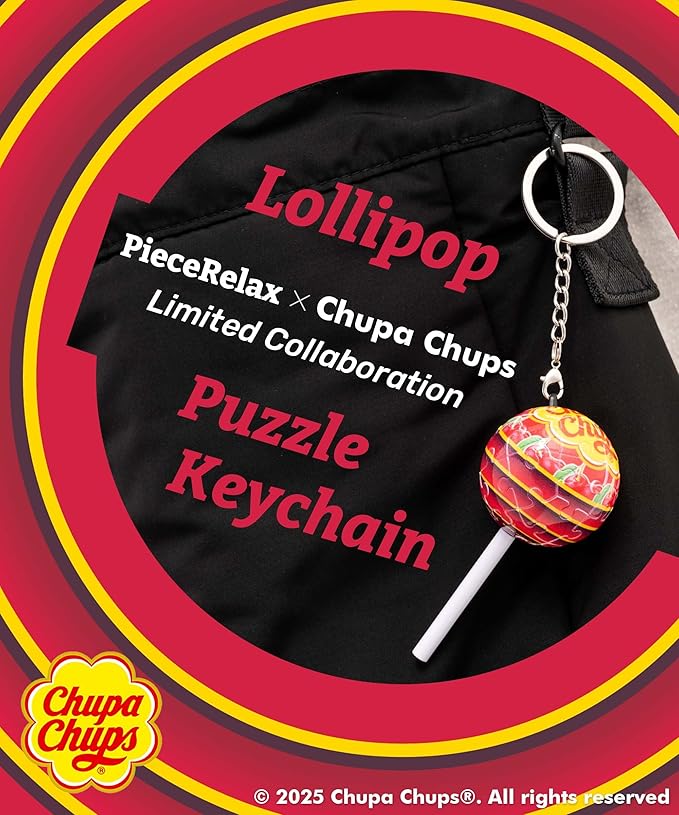 PieceRelax Chupa Chups X 3D Puzzle Keychain 24 Plastic Pieces - Chups My Flavor - Portable Key Ring Unique Gifts