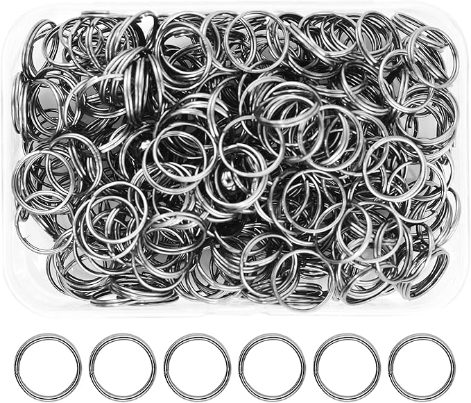 Mandala Crafts 12mm Gunmetal Double Jump Rings for Jewelry Making - 400 Pcs Small Split Key Rings Set for Crafts, DIY Keychains, and Accessories