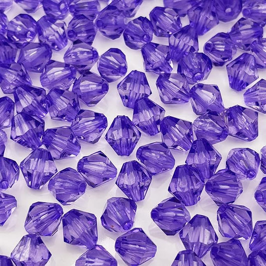 200pcs 10mm Acrylic Bicone Beads Faceted Acrylic Crystal Spacer Beads for Bracelet Necklace Earring Keychain Jewelry Making Crafts(Bluish Violet)