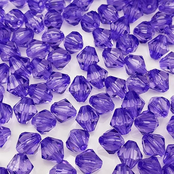400pcs 8mm Acrylic Bicone Beads Faceted Acrylic Crystal Spacer Beads for Bracelet Necklace Earring Keychain Jewelry Making Crafts(Bluish Violet)