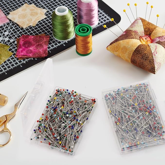 1500PCS Sewing Pins for Fabric, Straight Pins with Colored Heads Pearlized Ball Head Straight Pins Sewing for Dressmaker, Jewelry DIY Decoration, Craft and Sewing Project (Colorful)