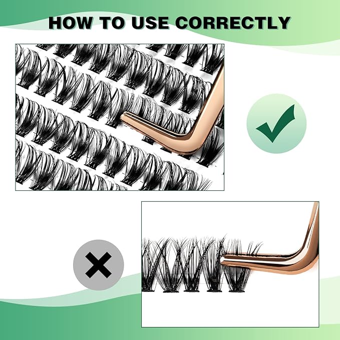Lash Clusters 300pcs Individual Lashes 40D 0.07D Curl 16mm DIY Eyelash Extension KEYYOU Large Tray Volume Soft&Natural Cluster Lashes(40D-0.07D,16）