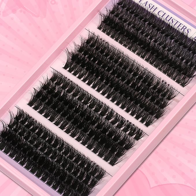 Himirell 280 Pcs Lash Clusters Extensions Kit - 60D 80D 100D 120D Faux Mink Individual Eye Lash 12-18mm Clusters with D Curl Downy Wispy Lash Clusters for Lash Extension at Home
