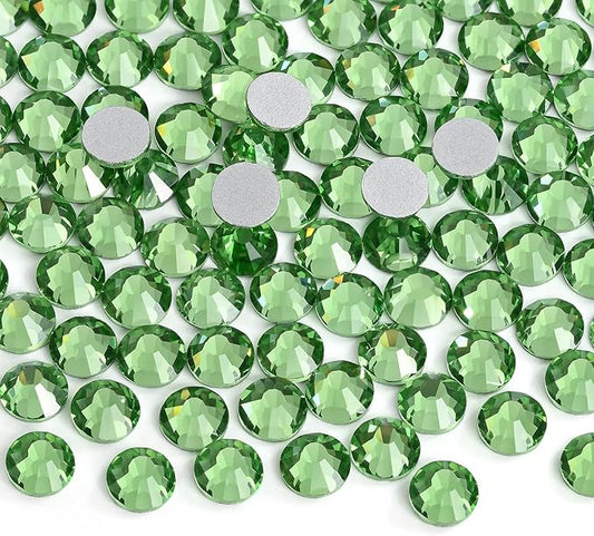 Glue Fix Crystal Flatback Rhinestones Glass Diamantes Gems for Crafting Nail Art Crafts Decorations Clothes Shoes 1.6mm (ss4 2880pcs, Light Green)