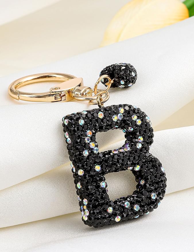 Initial Keychain for Women Girls,Bling Letter Key chain Initial with Heart,Pink Keychain Charms for Backpack Handbag