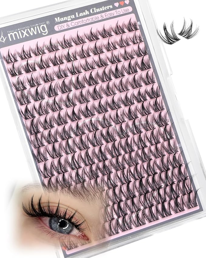 Manga Lash Clusters with Spikes Anime Eyelash Clusters Natural Cluster Eyelash Extensions Wispy Cluster Lashes Fairy Individual Lashes CD Curly 10-16MM DIY Lash Extension by Lvmixwig