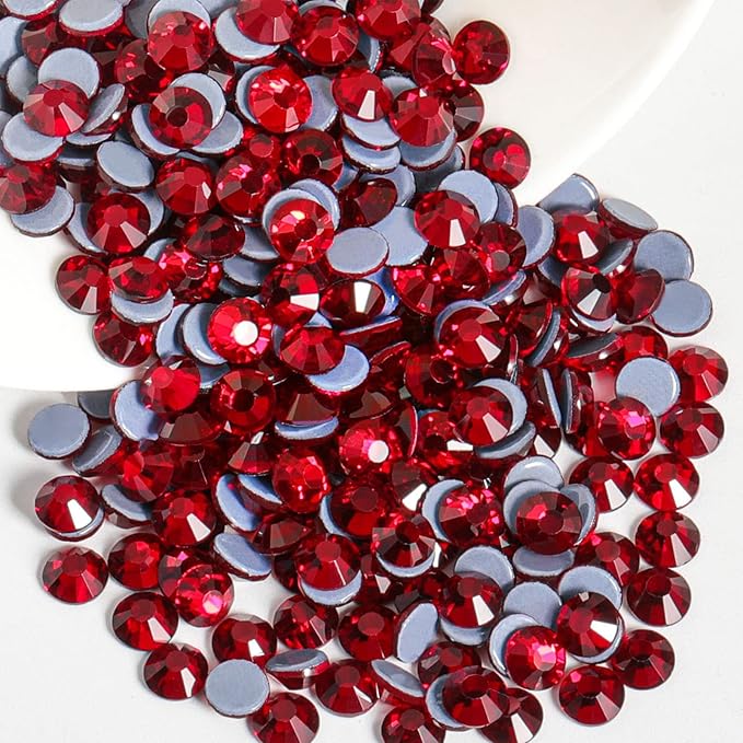 Beadsland Hotfix Rhinestones, 2880pcs Flatback Crystal Rhinestones for Crafts Clothes DIY Decorations, Dark Siam, SS6, 1.9-2.1mm