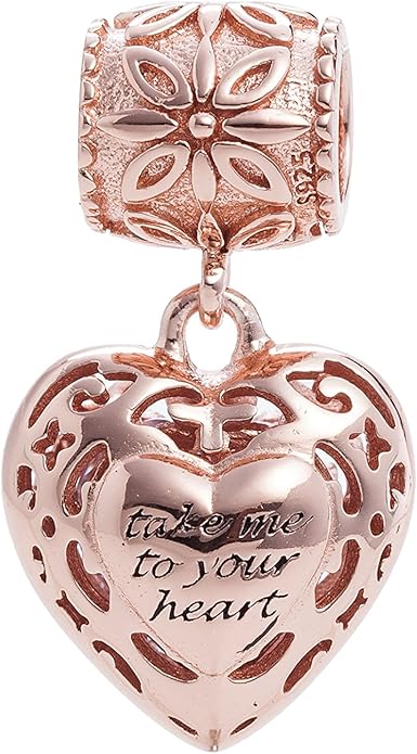 925 Sterling Silver Love Heart Charms fit Pandora Style Bracelets for Mothers Day Christmas Valentines Day Gift for Mom Wife Grandma