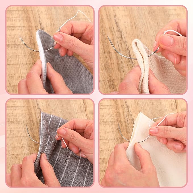 42PCS Curved Needles Sewing 1.4"/1.5"/2"/2.3" C Type Upholstery Needle Hand Weaving Sewing Needles for Carpet Leather Canvas Repairing, Blocking Knitting, Modelling and Crafts