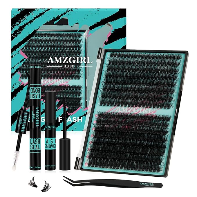 Lash Clusters Kit 320Pcs 70D 90D,DIY Individual Eyelash Extension Kit, Cluster Lashes with Lash Bond and Seal, Lash Remover and Lash Applicator Tool For False Eyelash Cluster Kit (D-Mix10-16mm)