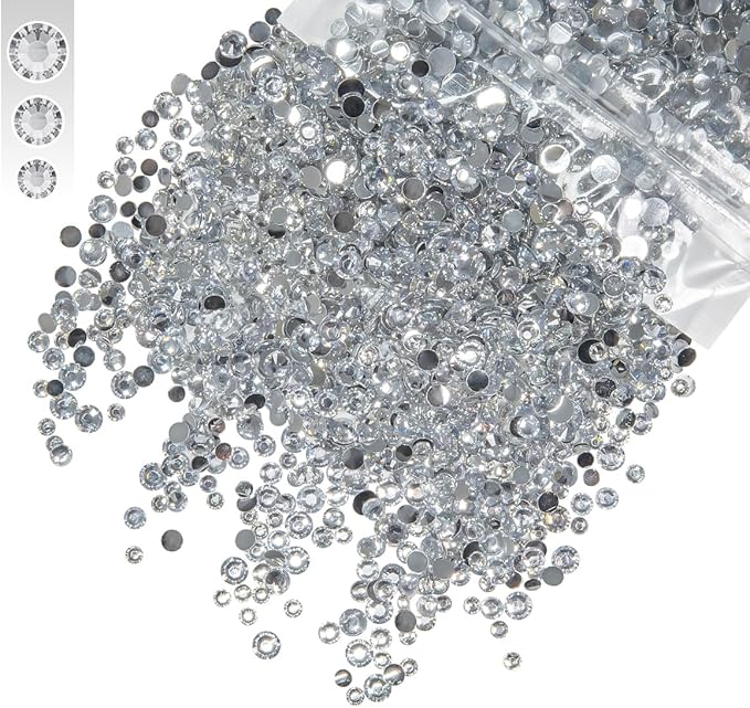 3mm 4mm 5mm Mix Bag Resin Rhinestones for Crafting Flatback Jelly Stones Bulk Diamonds Crystals Gems Charms for Nails Face Eyes Makeup Mugs Tumblers Bottles DIY Crafts Clothes Shoes