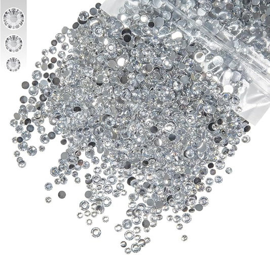 3mm 4mm 5mm Mix Bag Resin Rhinestones for Crafting Flatback Jelly Stones Bulk Diamonds Crystals Gems Charms for Nails Face Eyes Makeup Mugs Tumblers Bottles DIY Crafts Clothes Shoes