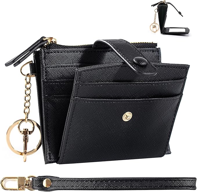 Keychain Wallet Wristlet Small Credit Card Holder Bracelet Key Chain Purse Bangle Tassel Beads Key Rings for Women