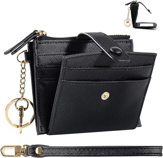 Keychain Wallet Wristlet Small Credit Card Holder Bracelet Key Chain Purse Bangle Tassel Beads Key Rings for Women