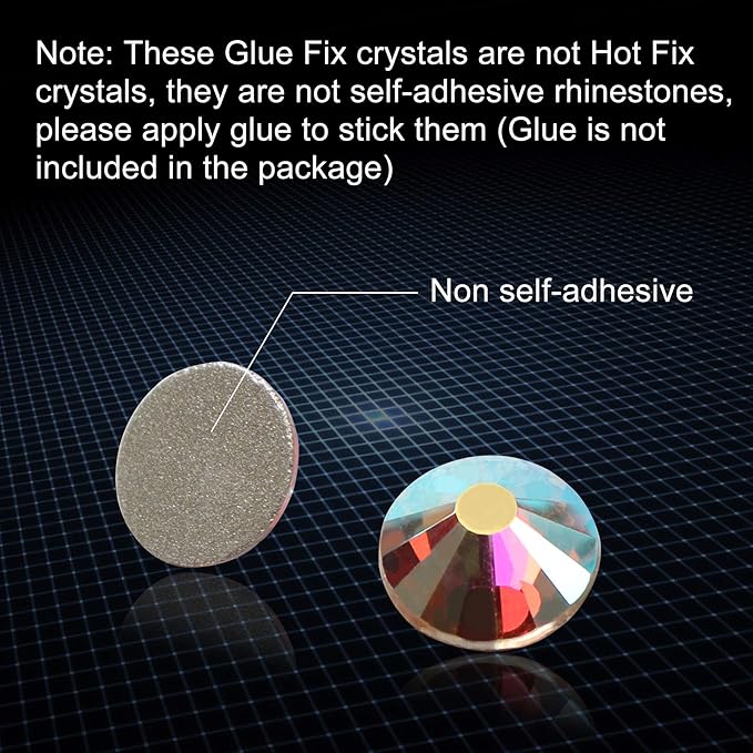 288pcs Flatback Rhinestones Glue Fix Crystal Glass Diamantes Gems for Crafting Nail Art Crafts Decorations Clothes Shoes 6.4 mm (ss30, DawnLight)