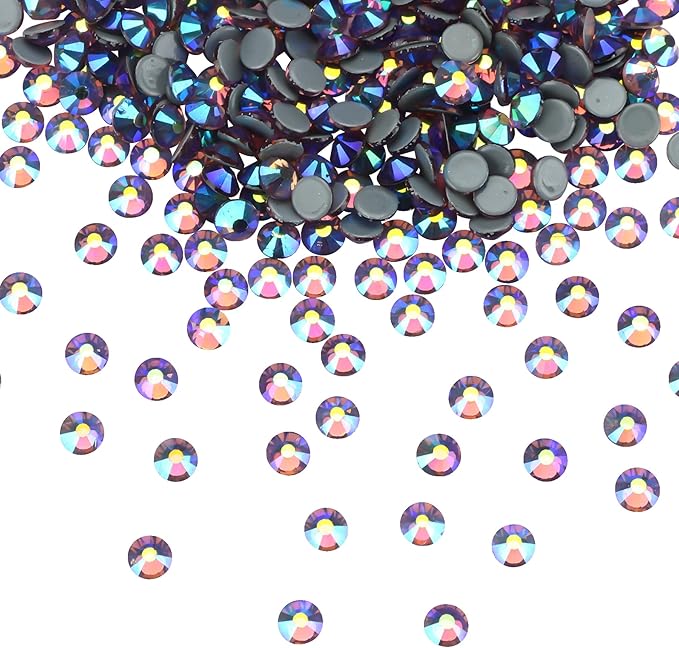 Hot Fix Crystal Flatback Rhinestones Glass Diamantes Gems 4.0mm(16ss 1440pcs, Light Purple AB)