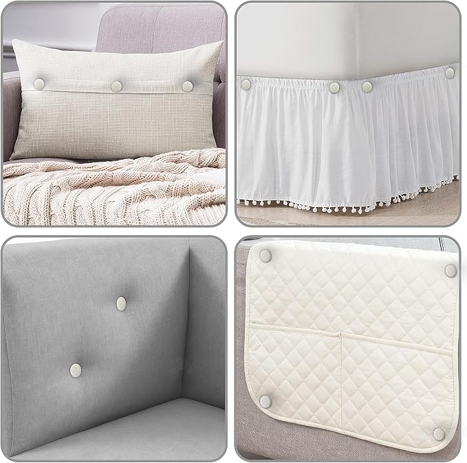 Decorative Upholstery Tacks with Cloth Heads, Twist Pins for Slipcovers, Bedskirts, Headliner Installation (24, Rice White)