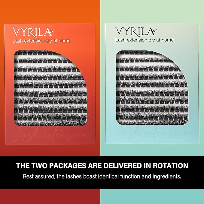 VYRILA Lash Clusters 0.05mm Individual Lashes, 3D Wispy Lashes Clusters, 0.1mm Super Thin Band Resuable Natural Lashes,D Curl Faux Mink Lashes,180pcs Lash Extension (Green Lushy-C-0.05-8-16mix)